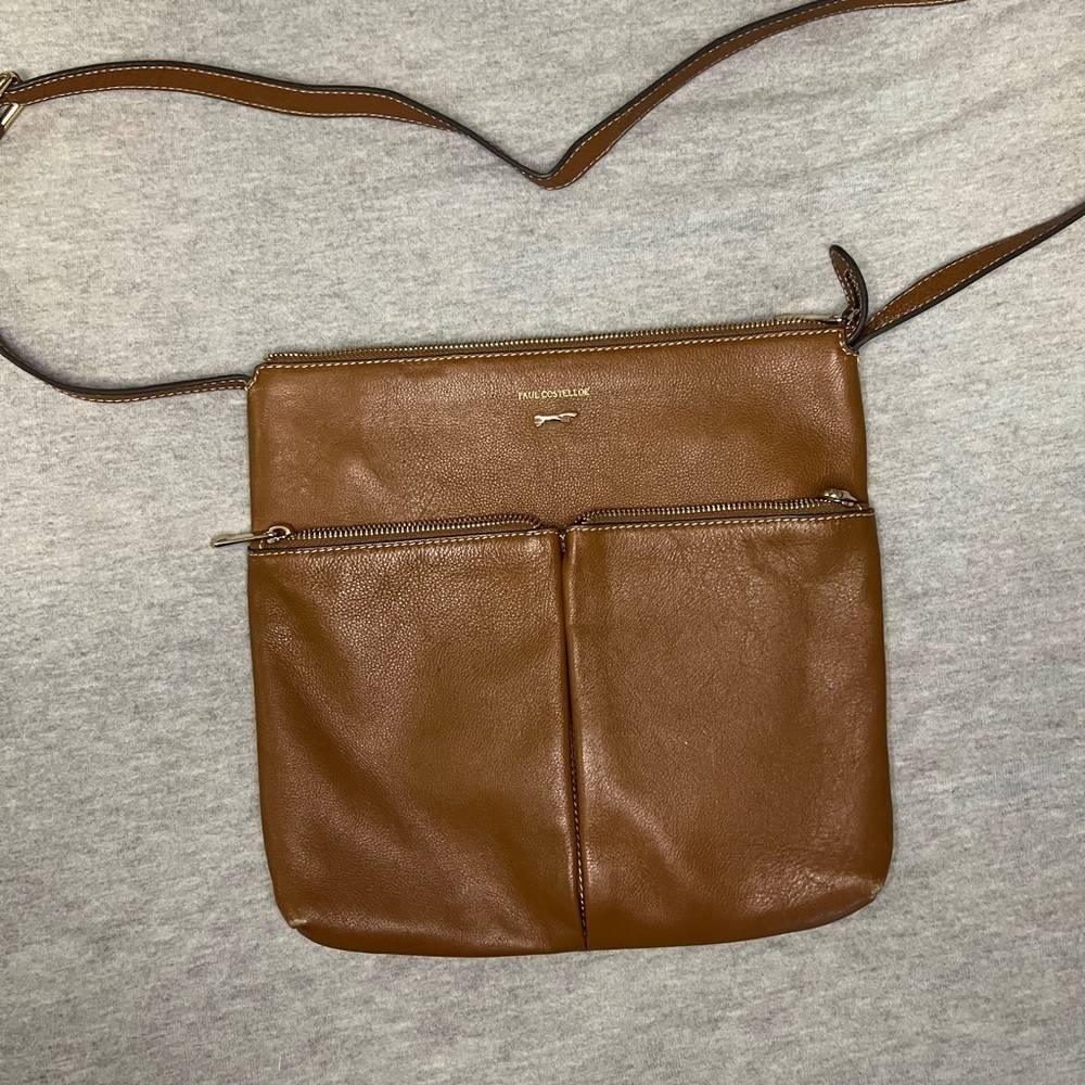 Brown Leather Crossbody Bag by Paul Costelloe